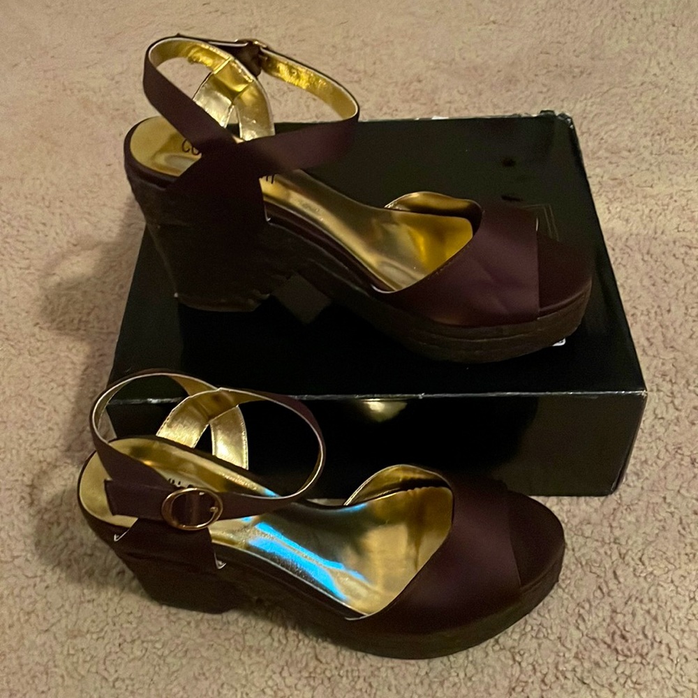 Brown high heel sandals